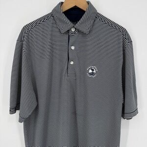 Straight Down Mens Striped Golf Polo Shirt Medium Navy Pebble Beach